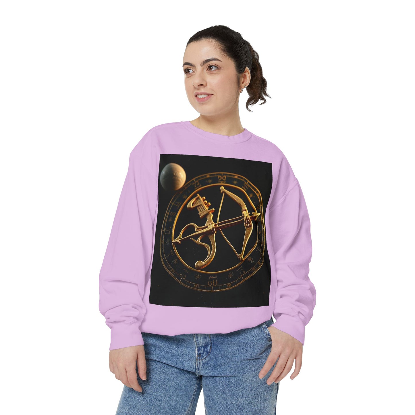 Garment-Dyed Sweatshirt, Unisex, Space Symbol Design, Sagittarius