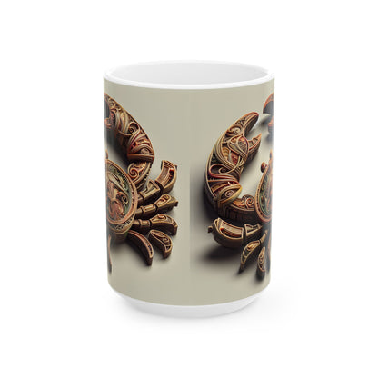 Ceramic Mug, (11oz, 15oz), Ceramic Coffee Mug, Artificial Crab, Cancer Zodiac Design