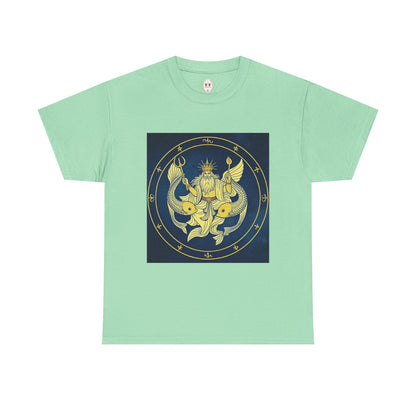 Unisex Heavy Cotton T-Shirt, King of Pisces, Zodiac Design