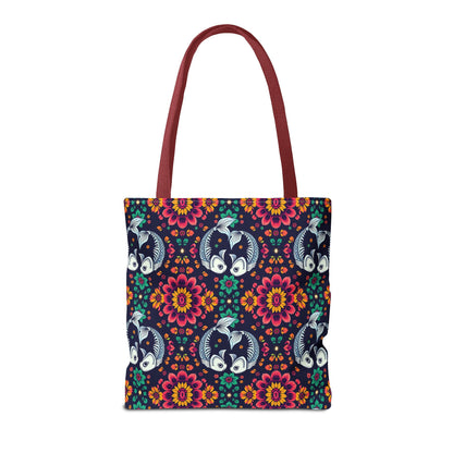 Tote Bag (AOP), Pisces, Zodiac v1, Flower Pattern