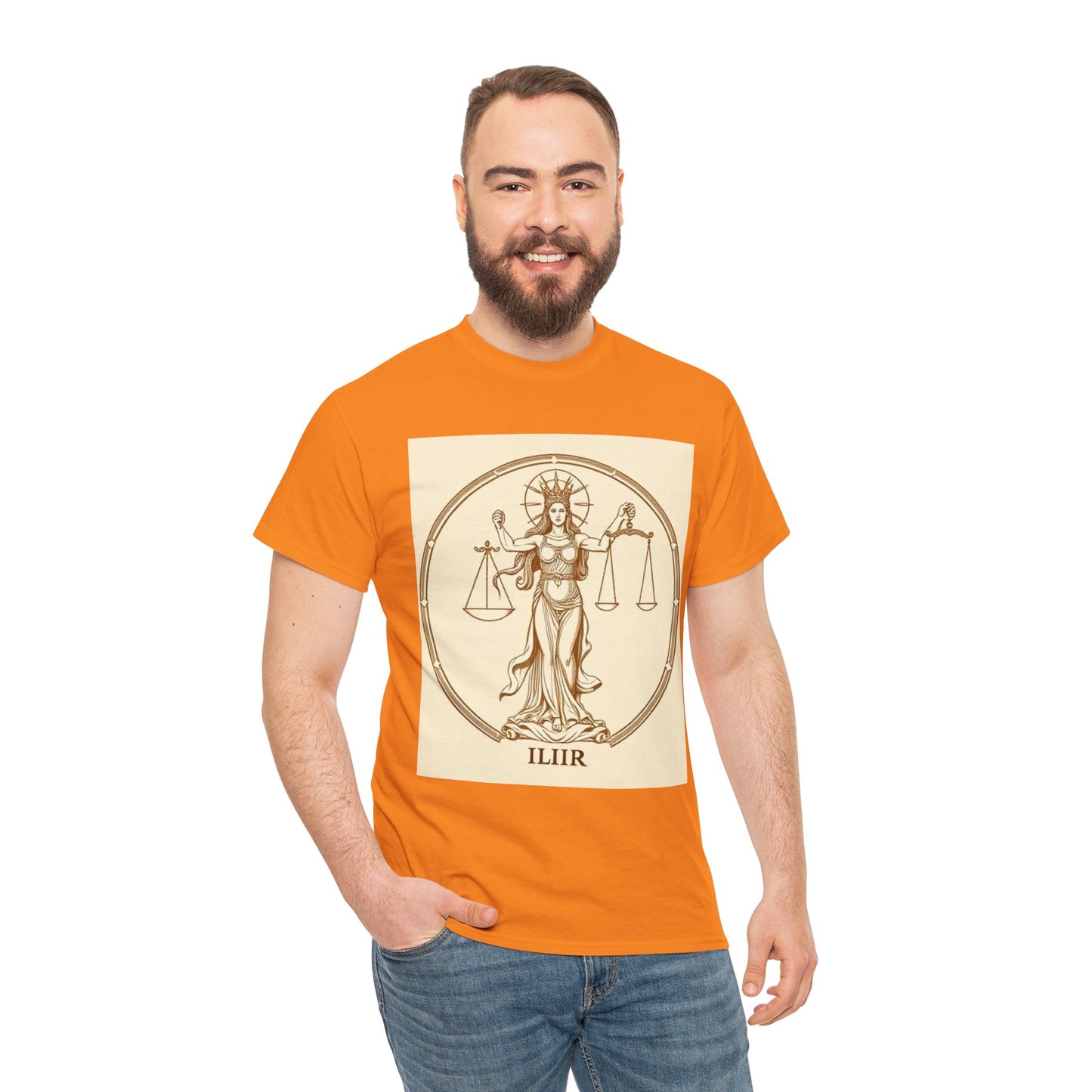 Unisex Heavy Cotton T-Shirt, Libra Goddess, Zodiac Design