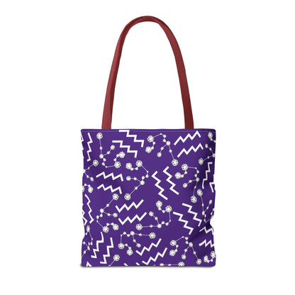 Tote Bag, Aquarius Zodiac Sign, AOP, (Purple, White)