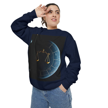 Garment-Dyed Sweatshirt, Unisex, Space Animal Design v1, Libra
