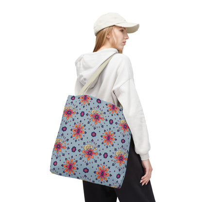 Tote Bag, (AOP), Sagittarius, Zodiac v1, Flower Pattern