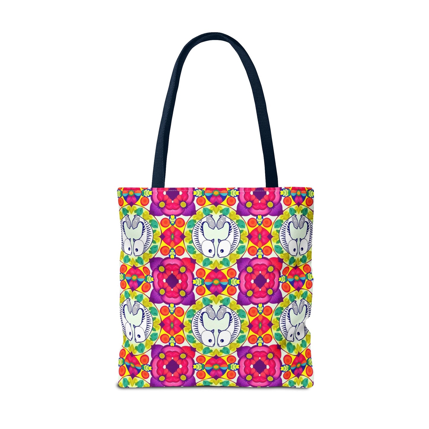 Tote Bag, (AOP), Pisces, Zodiac v4, Flower Pattern