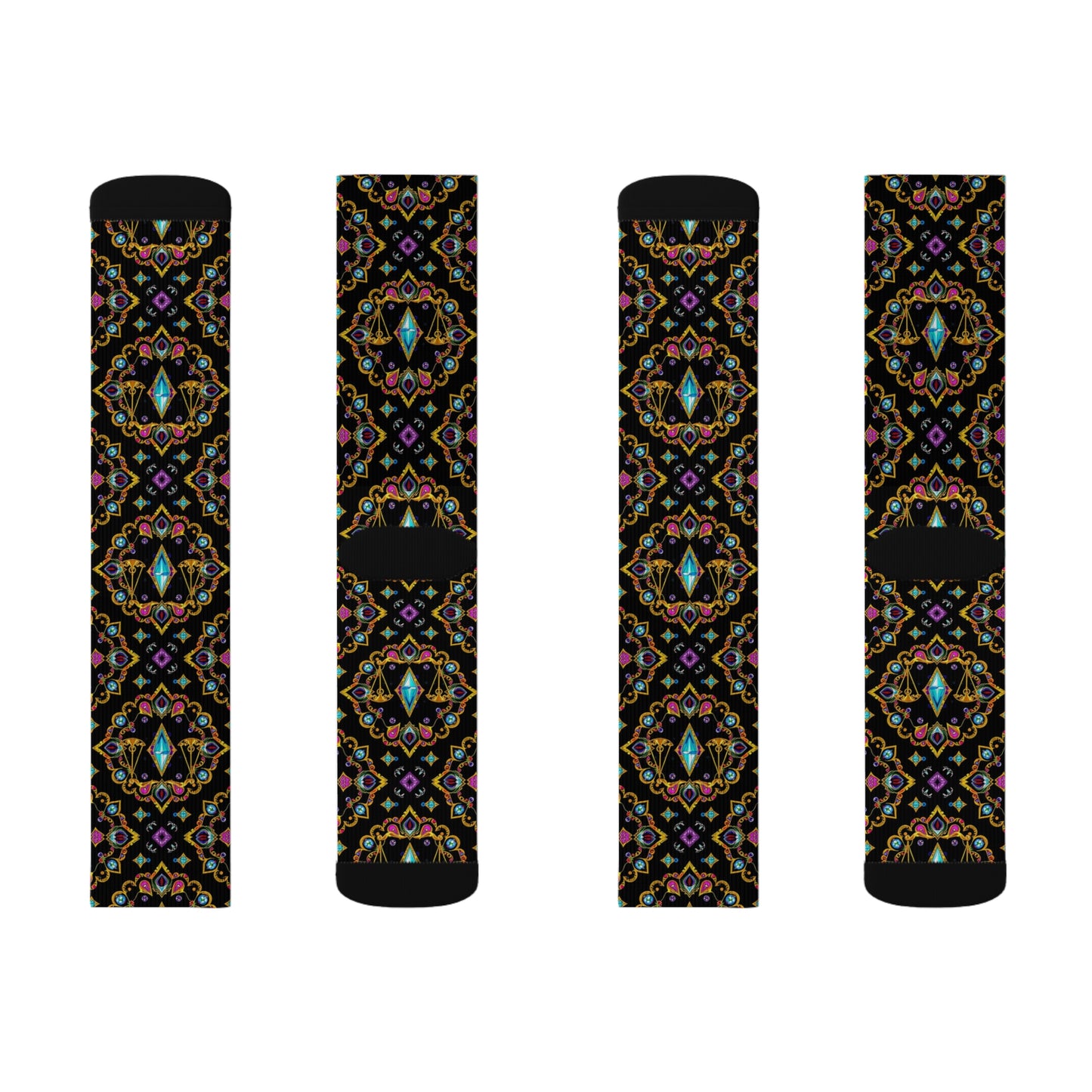 Sublimation Socks, Libra, Zodiac v3, Jewel Pattern