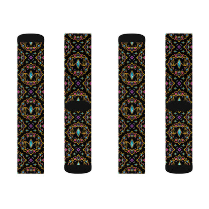 Sublimation Socks, Libra, Zodiac v3, Jewel Pattern