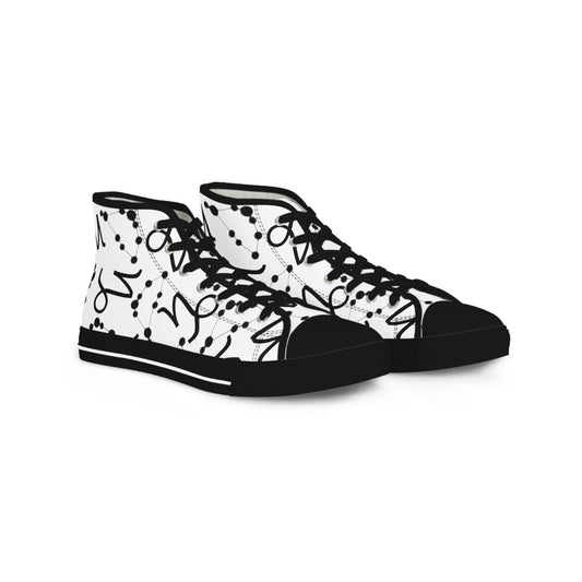 Men's High Top Sneakers, Breathable polyester canvas, Capricorn Zodiac Design