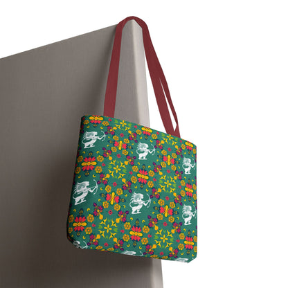 Tote Bag, (AOP), Sagittarius, Zodiac v6, Flower Pattern
