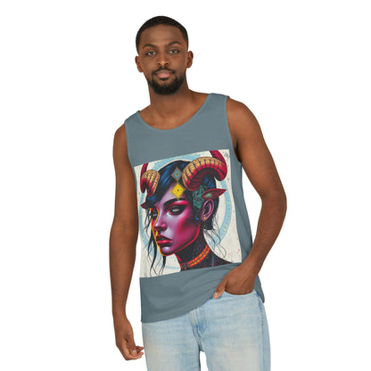Unisex Garment-Dyed, Tank Top, Taurus Design, Pop Art v2, 100% US cotton