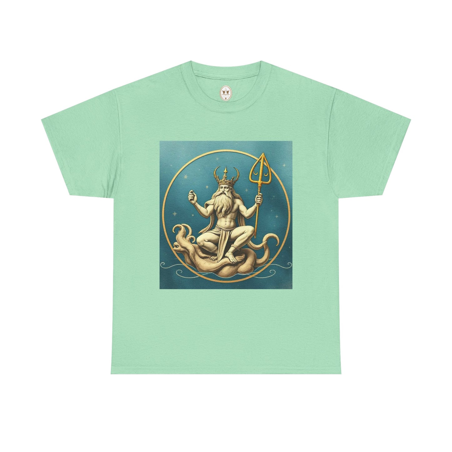 Unisex Heavy Cotton T-Shirt, Aquarius God 2v, Zodiac Design