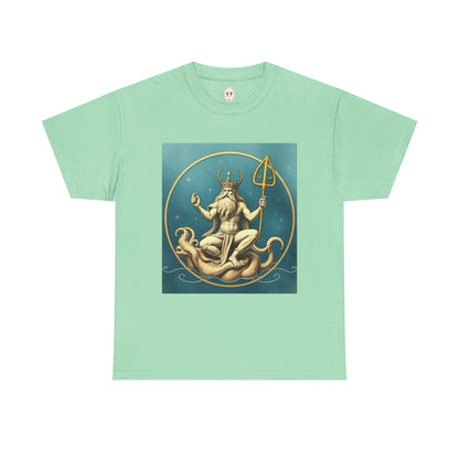 Unisex Heavy Cotton T-Shirt, Aquarius God 2v, Zodiac Design