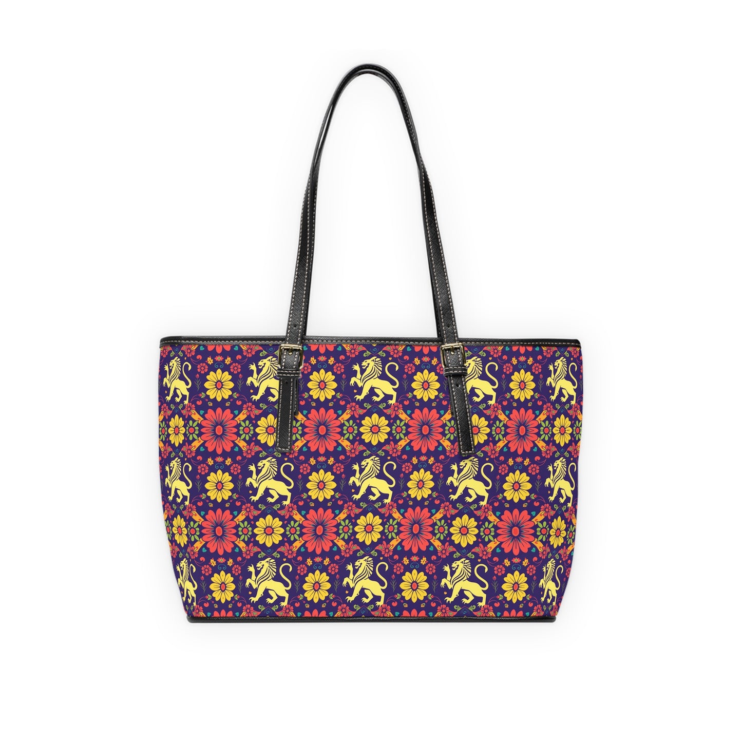 Leather Shoulder Bag, Leo, Zodiac v2, Flower Pattern
