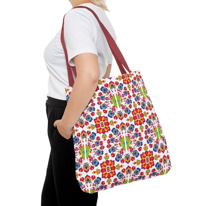 Tote Bag, (AOP), Libra, Zodiac v5, Flower Pattern
