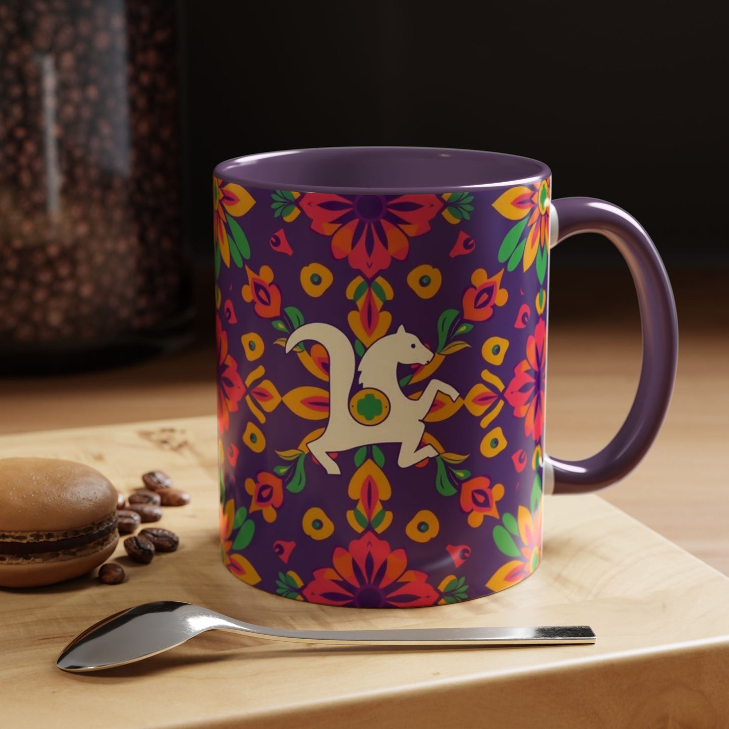 Accent Coffee Mug, Aquarius, Zodiac v2, Flower Pattern, (11, 15oz)