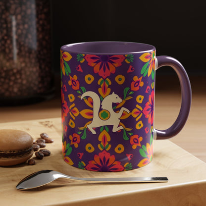 Accent Coffee Mug, Aquarius, Zodiac v2, Flower Pattern, (11, 15oz)