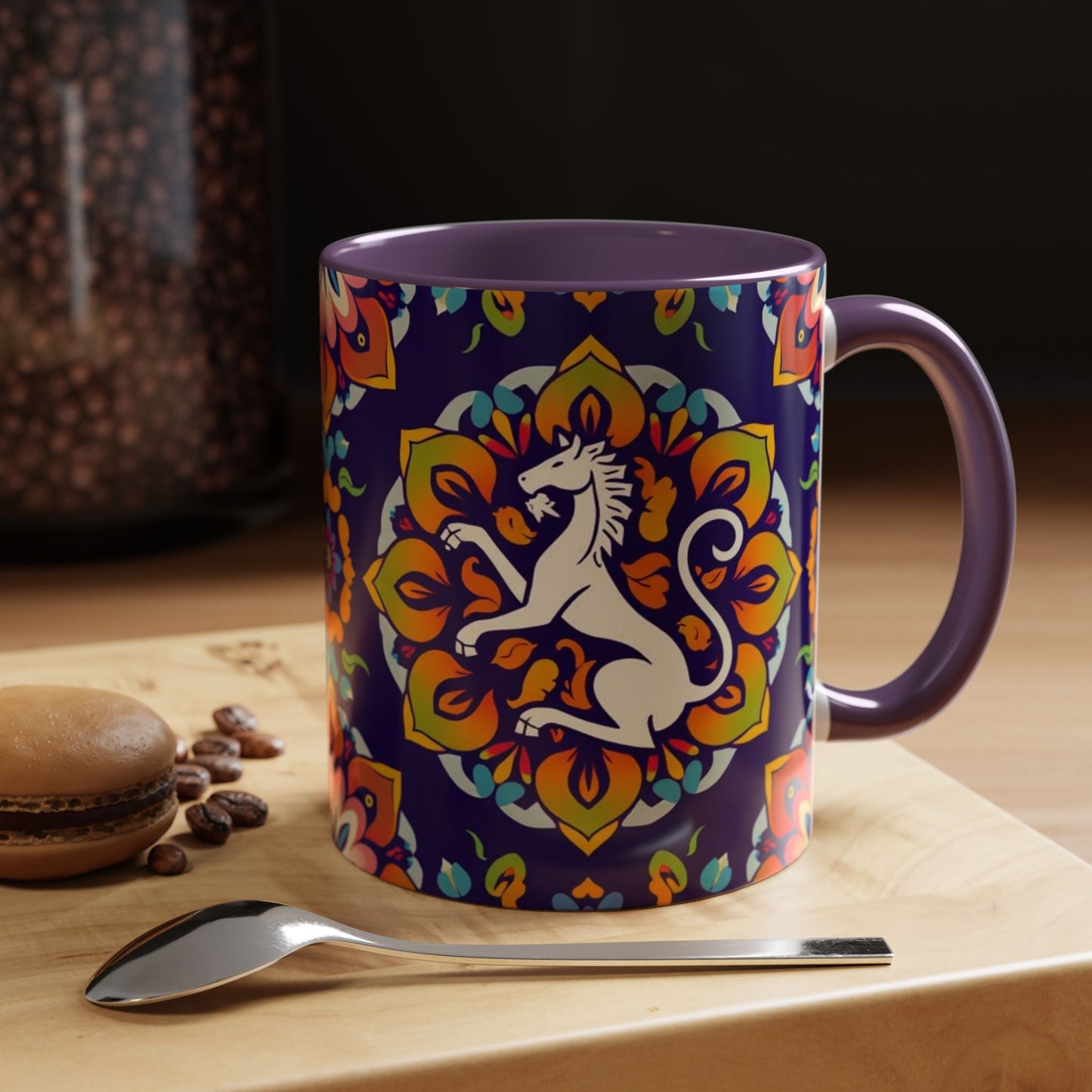 Accent Coffee Mug, Virgo, Zodiac v4. Flower Pattern, (11, 15oz)