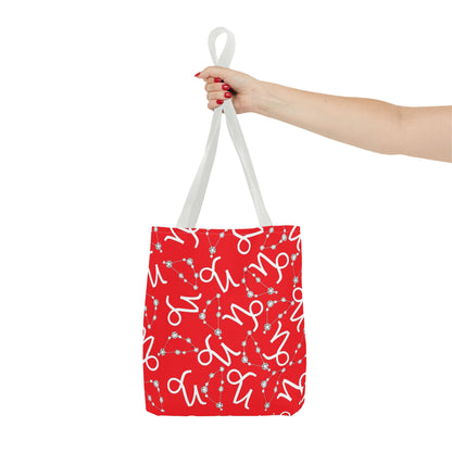Tote Bag, Capricorn Zodiac Sign, AOP, (Red, White)
