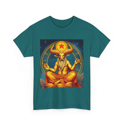 Unisex Heavy Cotton T-Shirt, Meditating Bull, Taurus Zodiac Design