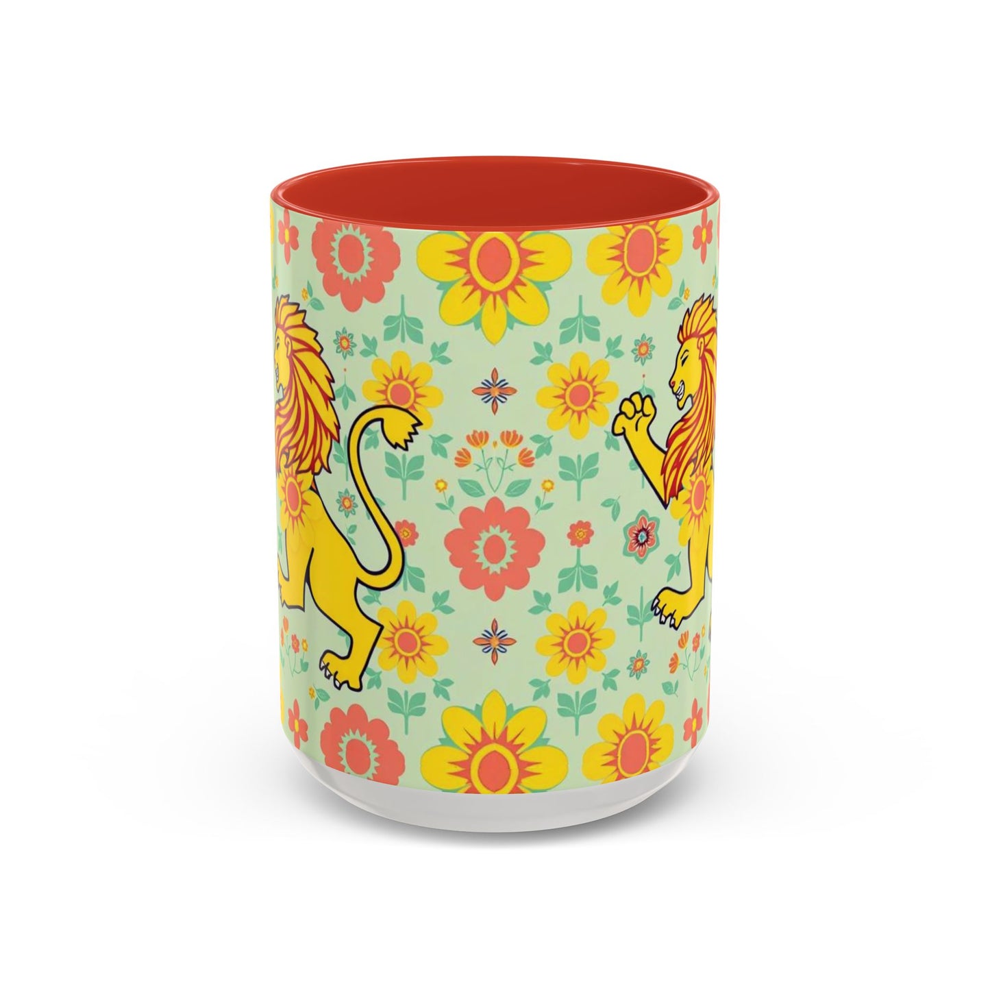 Accent Coffee Mug, Leo, Zodiac v2, Flower Pattern, (11, 15oz)