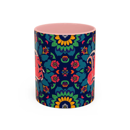 Accent Coffee Mug, Capricorn, Zodiac, Flower Pattern, (11, 15oz)