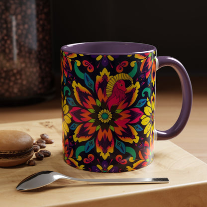 Accent Coffee Mug, Capricorn, Zodiac v4, Flower Pattern, (11, 15oz)
