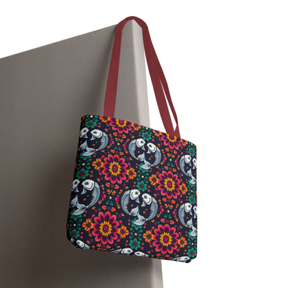 Tote Bag (AOP), Pisces, Zodiac v1, Flower Pattern