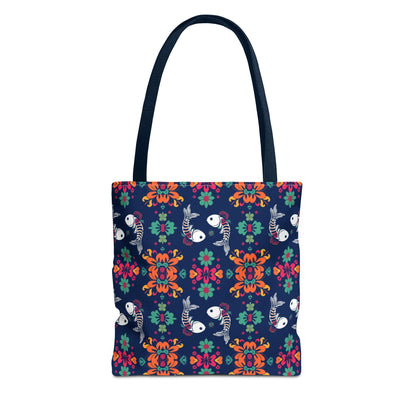 Tote Bag (AOP), Pisces, Zodiac, Flower Pattern