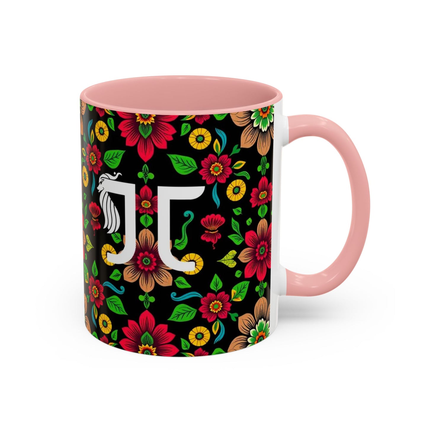 Accent Coffee Mug, Gemini, Zodiac v4, Flower Pattern, (11, 15oz)