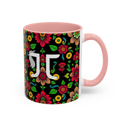 Accent Coffee Mug, Gemini, Zodiac v4, Flower Pattern, (11, 15oz)