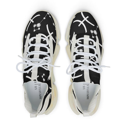 Men's Mesh Sneakers, Pisces Zodiac Sign, AOP, Black