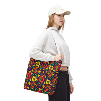 Tote Bag, (AOP), Capricorn, Zodiac, Flower Pattern