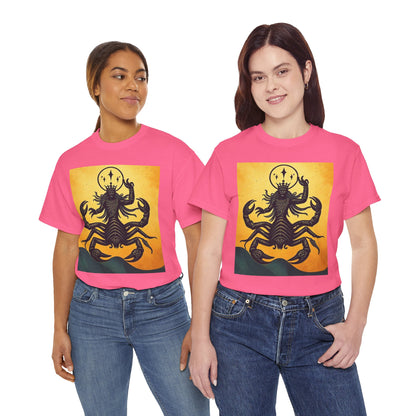 Unisex Heavy Cotton T-Shirt, Scorpion King, Print Art v1, Scorpio Zodiac Design