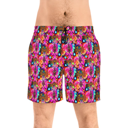 Men's Mid-Length Swim Shorts, (AOP), Scorpio, Zodiac v2, Bubble Pattern