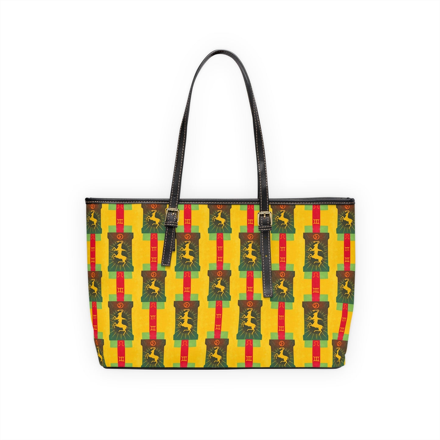 Leather Shoulder Bag, Capricorn, Zodiac v4, Shapes Pattern