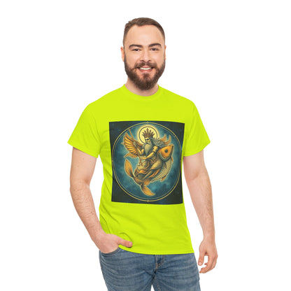 Unisex Heavy Cotton T-Shirt, Pisces King. Zodiac Design