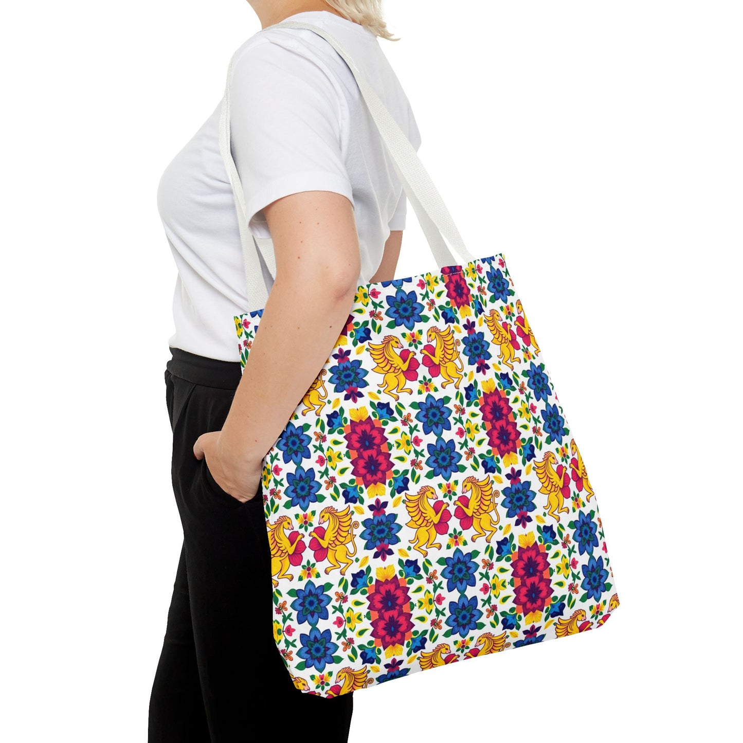 Tote Bag (AOP), Gemini, Zodiac, Flower Pattern