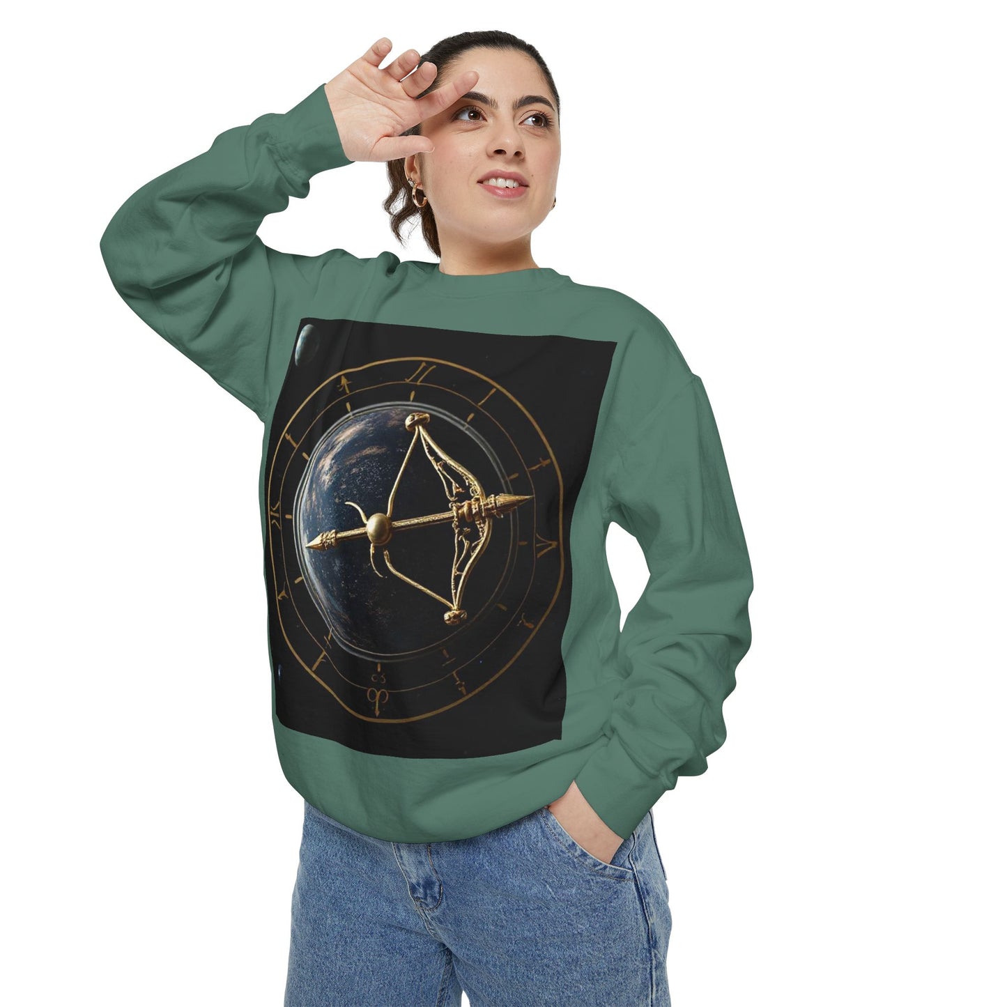 Garment-Dyed Sweatshirt, Unisex, Space Symbol Design v1, Sagittarius