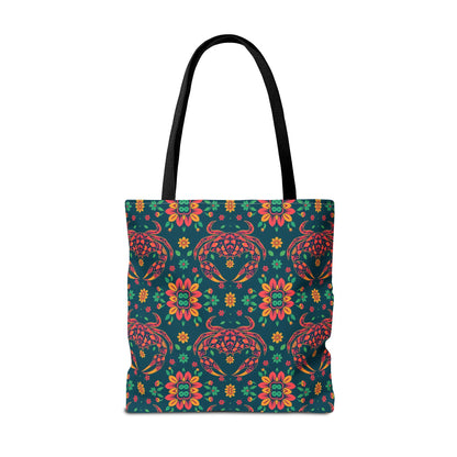 Tote Bag, (AOP), Cancer, Zodiac v1, Flower Pattern