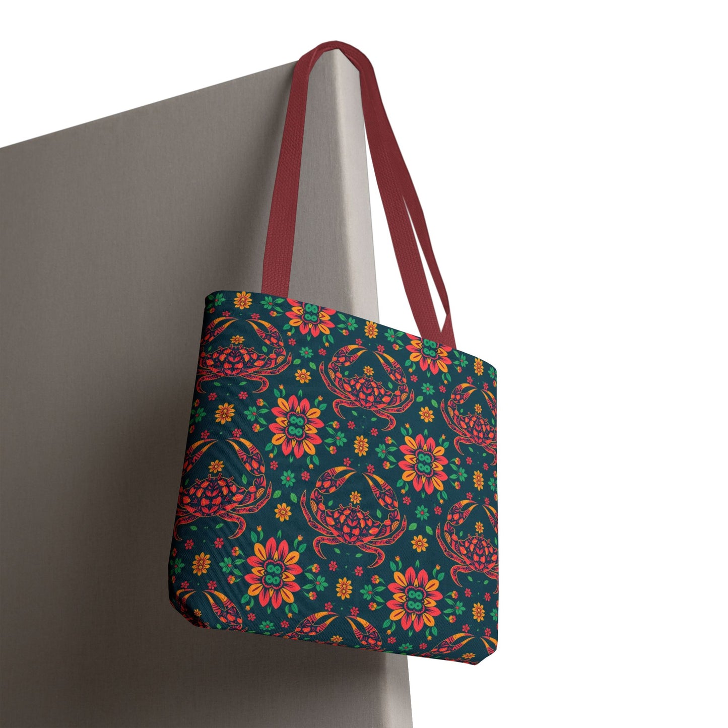 Tote Bag, (AOP), Cancer, Zodiac v1, Flower Pattern
