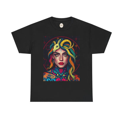 Unisex Heavy Cotton T-Shirt, Capricorn, Zodiac v2, Sexy Art