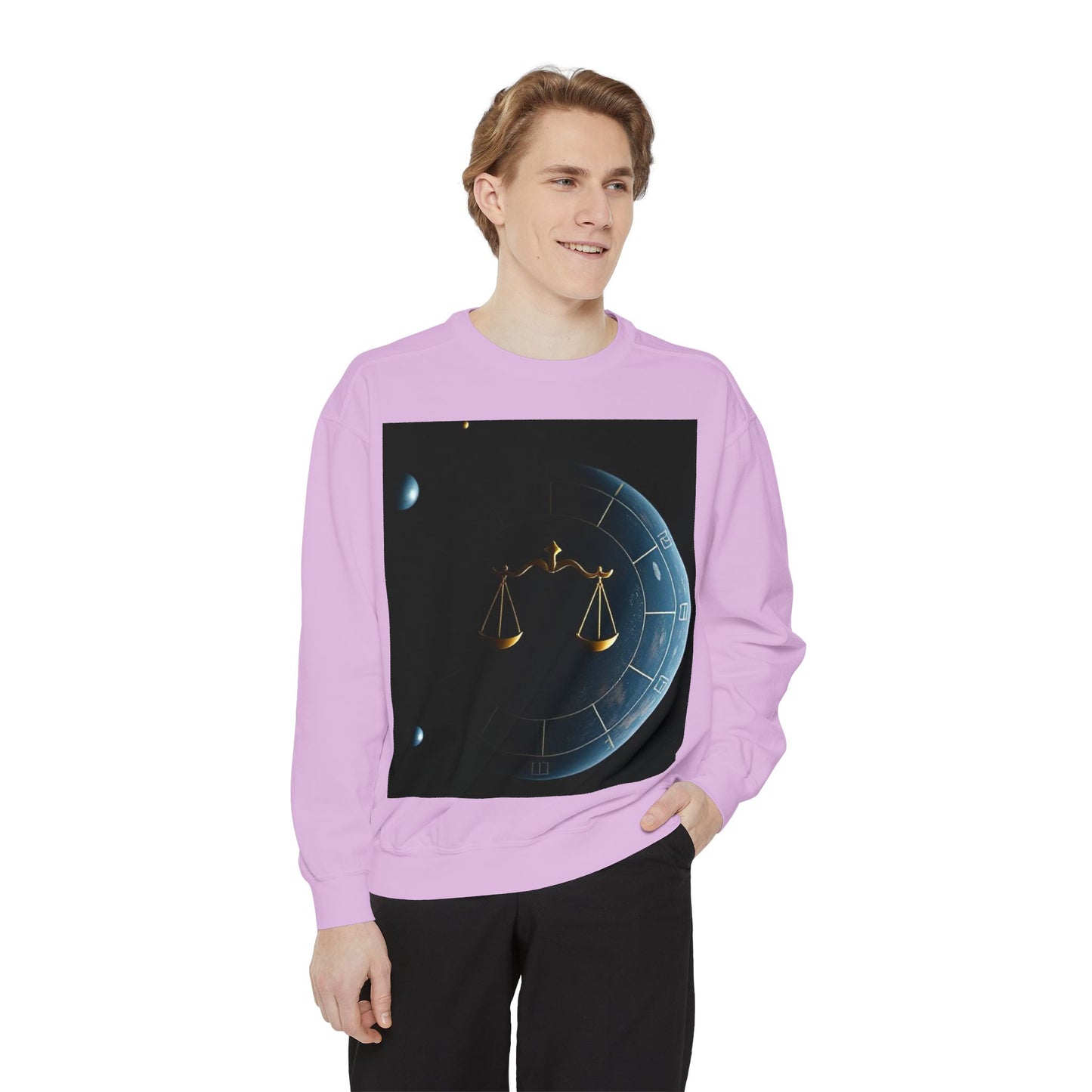 Garment-Dyed Sweatshirt, Unisex, Space Animal Design v1, Libra