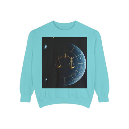 Garment-Dyed Sweatshirt, Unisex, Space Animal Design v1, Libra