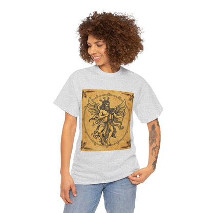 Unisex Heavy Cotton T-Shirt, Pencil Art, Gemini Zodiac Design