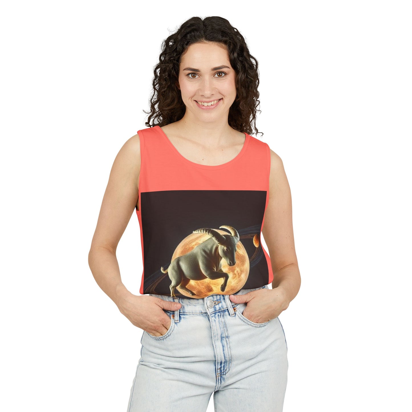 Unisex Garment-Dyed, Tank Top, Taurus Design, Planet Animal, 100% US cotton