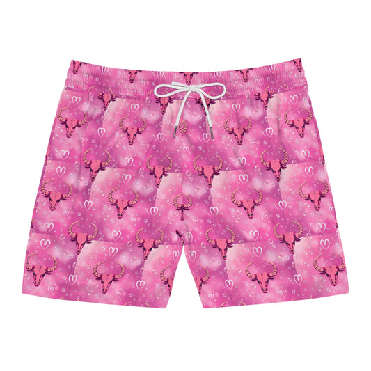 Men's Mid-Length Swim Shorts, (AOP), Taurus, Zodiac, Bubble Pattern