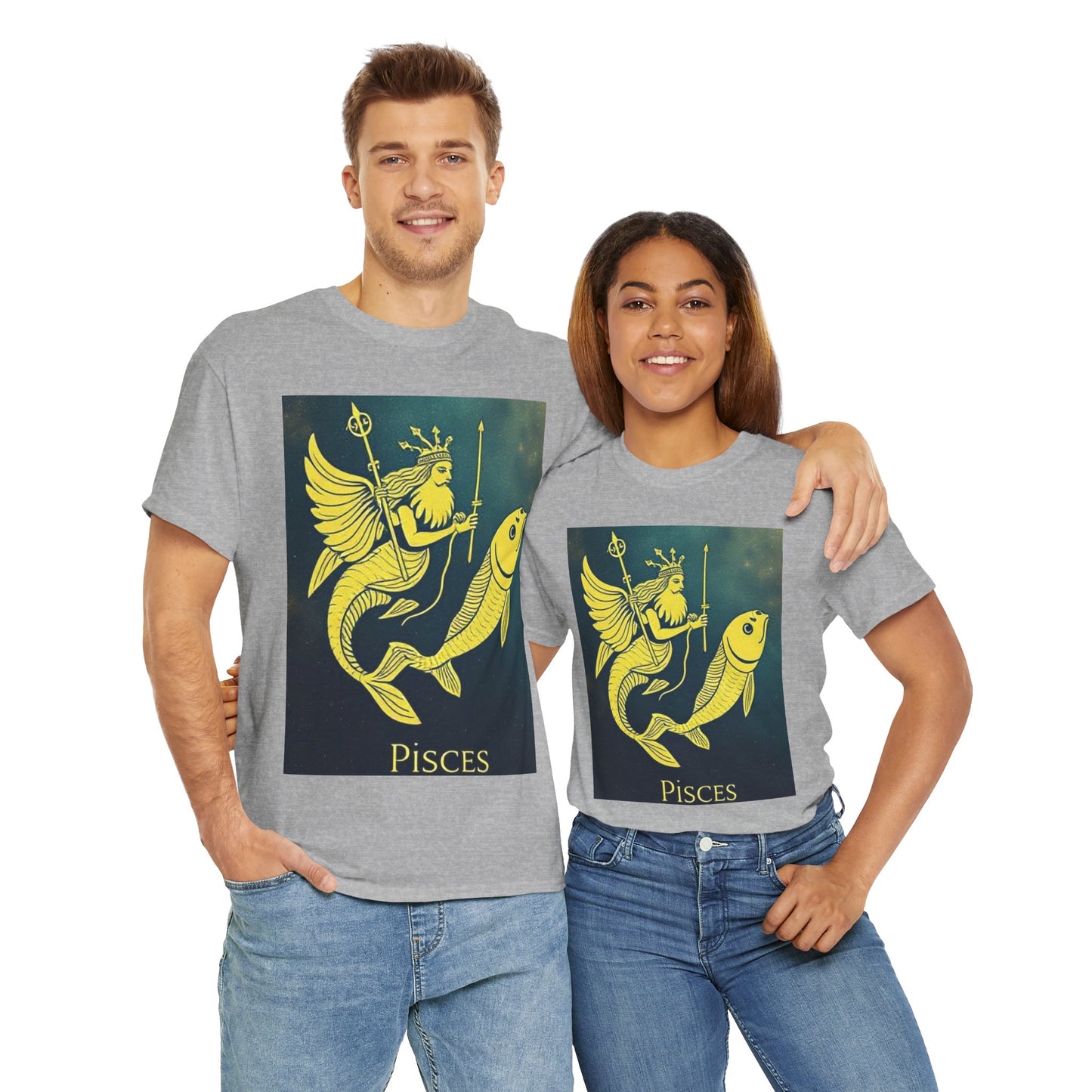 Unisex Heavy Cotton T-Shirt, Pisces Quuen v1, Zodiac Design