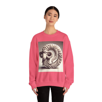 Unisex Heavy Blend™ Crewneck Sweatshirt, Round Statue, Aries Zodiac Design