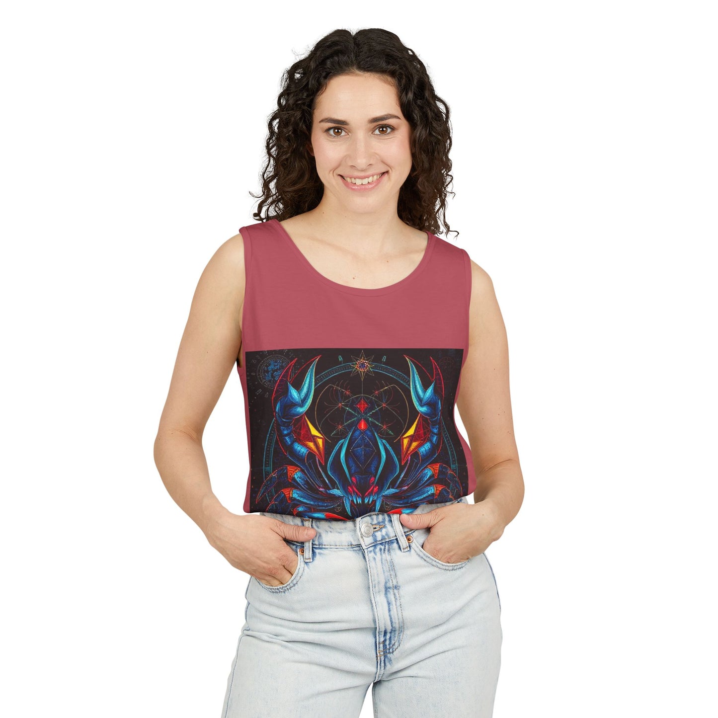 Unisex Garment-Dyed, Tank Top, Scorpio Design, Pop Art v1, 100% US cotton