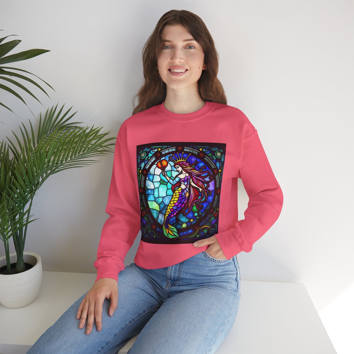 Unisex Heavy Blend™ Crewneck Sweatshirt, Glass, Aquarius Zodiac Design